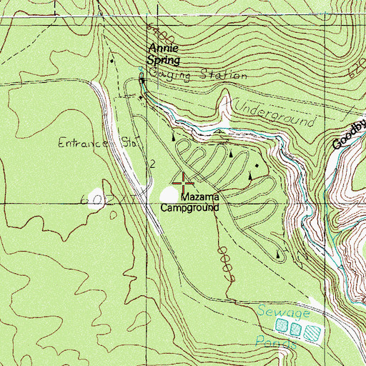 Topographic Map of Mazama Campground, OR
