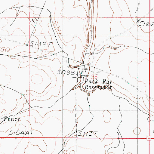 Topographic Map of Pack Rat Reservoir, OR