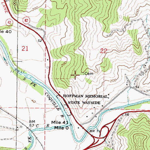 Topographic Map of Garrett Cemetery, OR