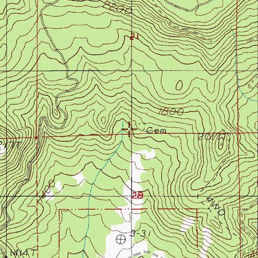 Topographic Map of Doolittle Cemetery, OR