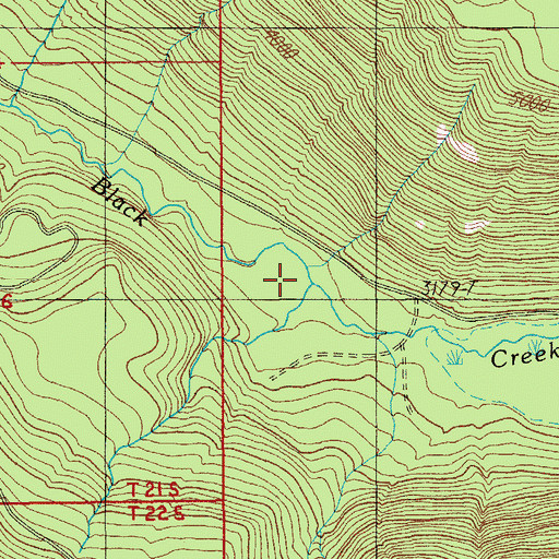Topographic Map of Louise Creek, OR