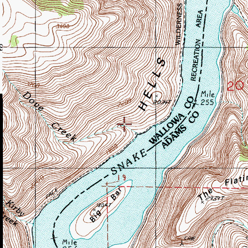 Topographic Map of Dove Creek Campground, OR