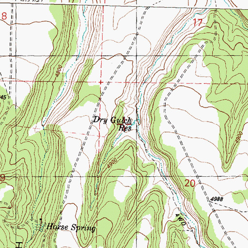 Topographic Map of Dry Gulch Reservoir, OR