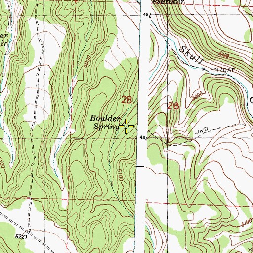 Topographic Map of Boulder Spring, OR