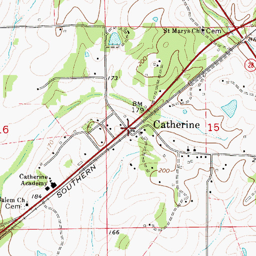 Topographic Map of Catherine, AL