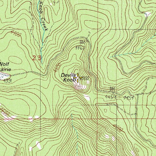 Topographic Map of Devils Knob, OR