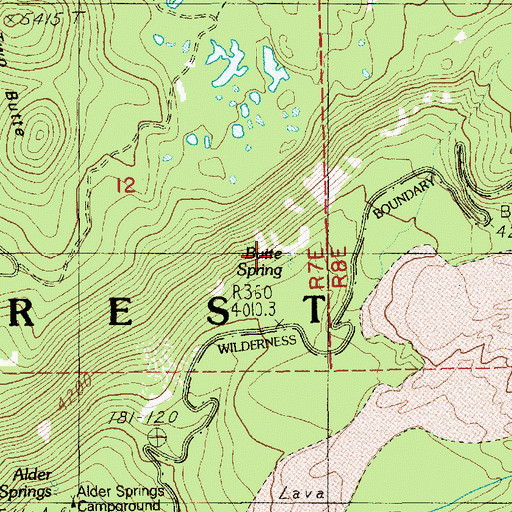 Topographic Map of Butte Spring, OR