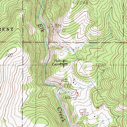 Topographic Map of Rainville Cemetery, OR