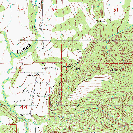 Topographic Map of Colvin Cemetery, OR
