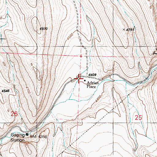Topographic Map of Adrian Place, OR