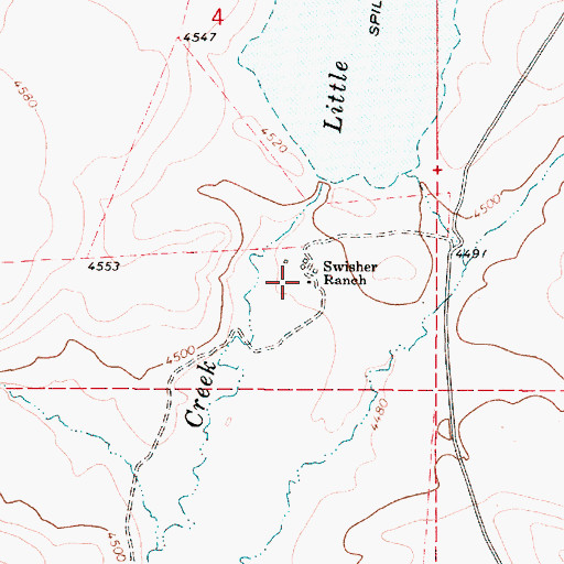 Topographic Map of Swisher Ranch, OR