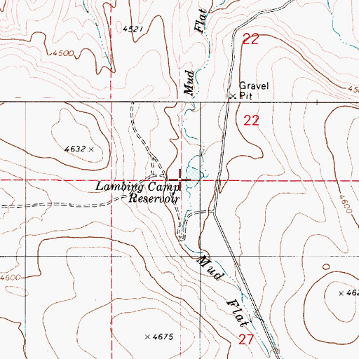 Topographic Map of Lambing Camp Reservoir, OR