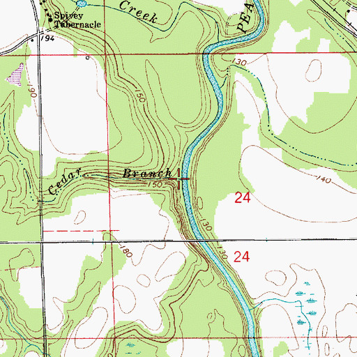 Topographic Map of Cedar Branch, AL