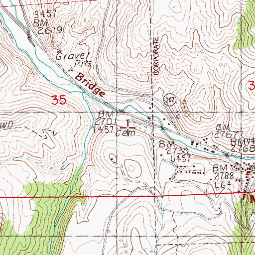 Topographic Map of Lower Mitchell Cemetery, OR