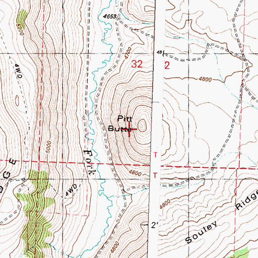 Topographic Map of Pitt Butte, OR