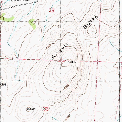 Topographic Map of Angell Butte, OR