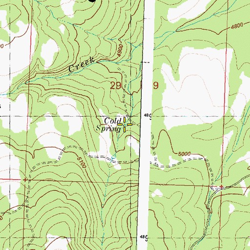 Topographic Map of Cold Spring, OR