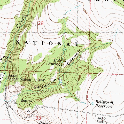 Topographic Map of Bob Spring, OR