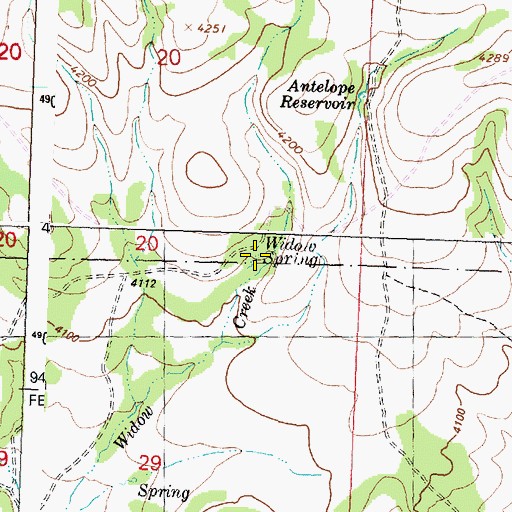 Topographic Map of Widow Spring, OR
