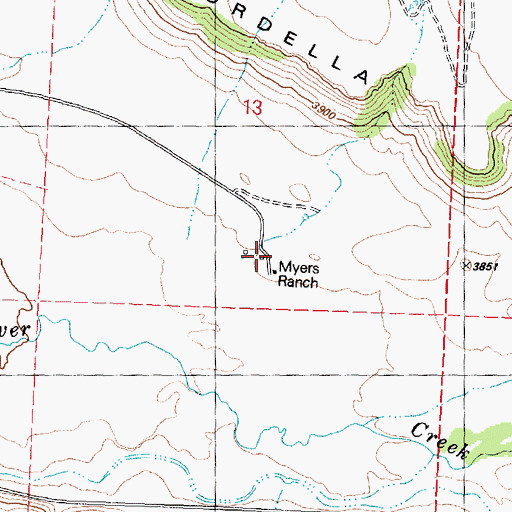 Topographic Map of Myers Ranch, OR