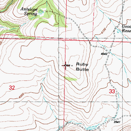 Topographic Map of Ruby Butte, OR