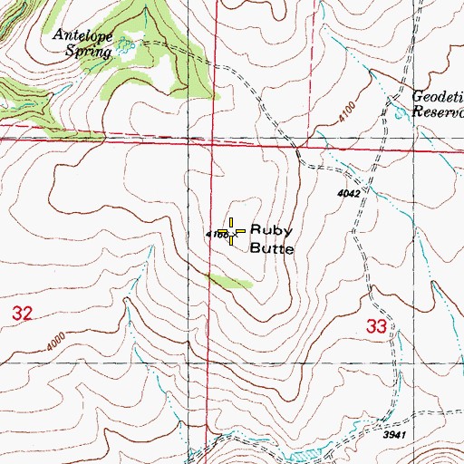 Topographic Map of Ruby Butte, OR