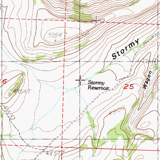 Topographic Map of Stormy Reservoir, OR