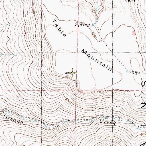 Topographic Map of Table Mountain, OR