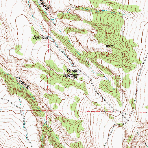 Topographic Map of Buck Spring, OR