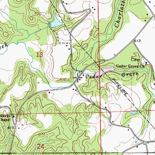Topographic Map of Cedar Grove Branch, AL