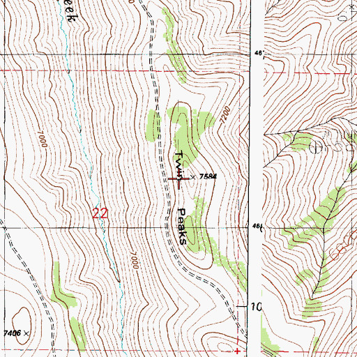 Topographic Map of Twin Peaks, OR