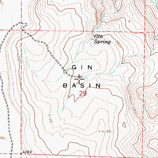 Topographic Map of Gin Basin Reservoir, OR