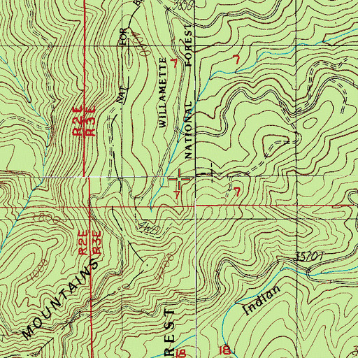 Topographic Map of Calapooya Mountains, OR