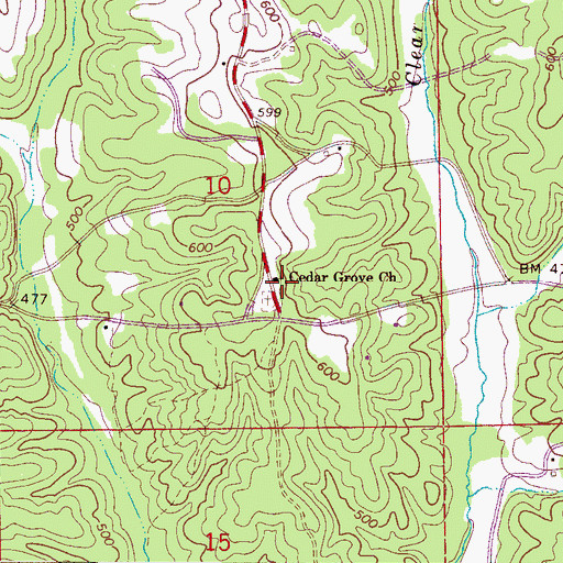 Topographic Map of Cedar Grove Church, AL