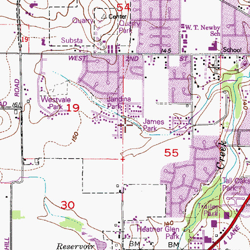 Topographic Map of James Park, OR