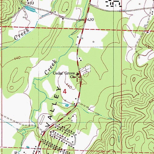 Topographic Map of Cedar Grove School, AL