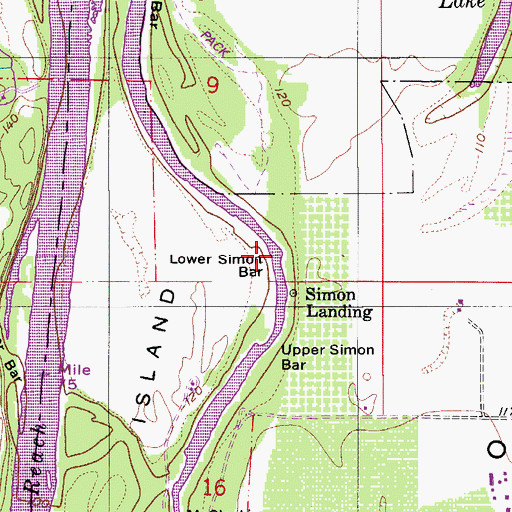 Topographic Map of Lower Simon Bar, OR