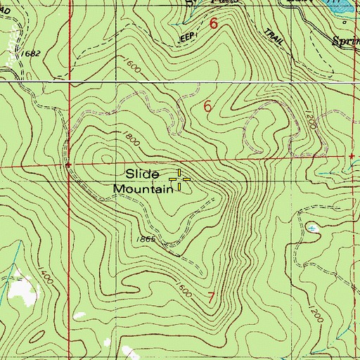 Topographic Map of Slide Mountain, OR