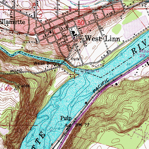 Topographic Map of Tualatin River, OR