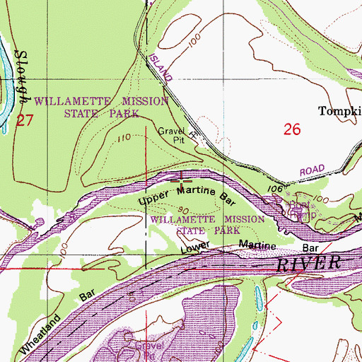 Topographic Map of Upper Martine Bar, OR
