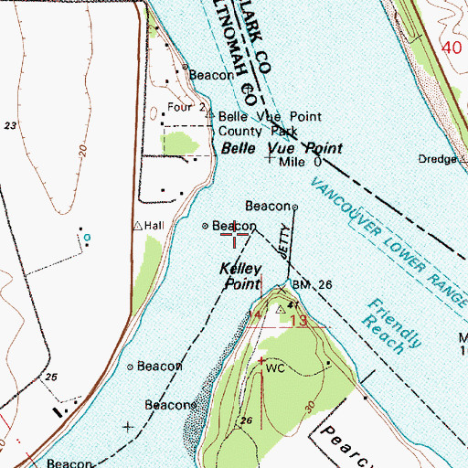 Topographic Map of Willamette River, OR