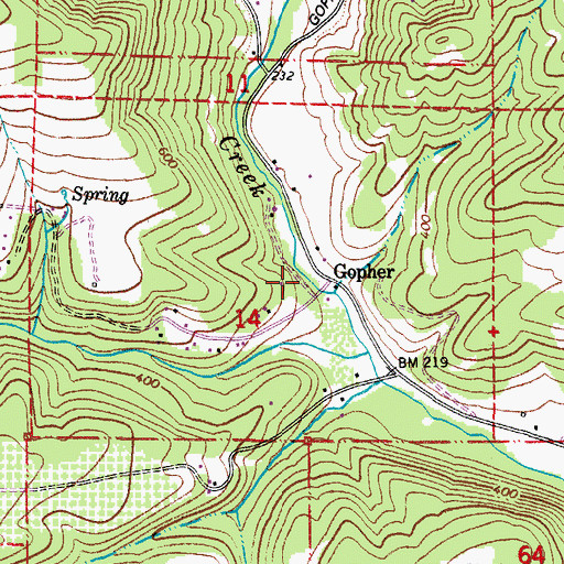 Topographic Map of Gopher (historical), OR