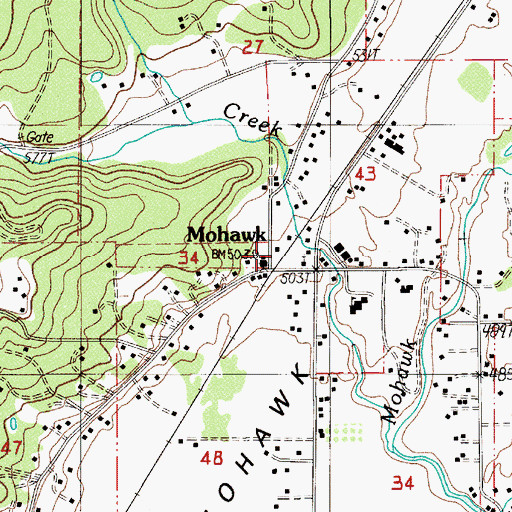 Topographic Map of Mohawk, OR