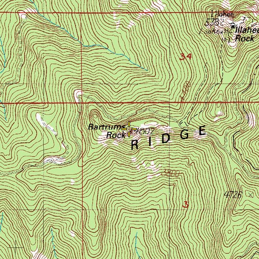 Topographic Map of Bartrums Rock, OR