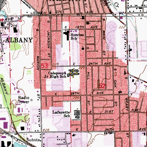 Topographic Map of Calapooia Middle School, OR