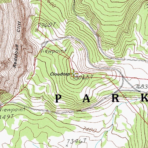Topographic Map of Cloudcap, OR