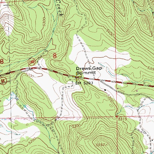 Topographic Map of Drews Gap Summit, OR