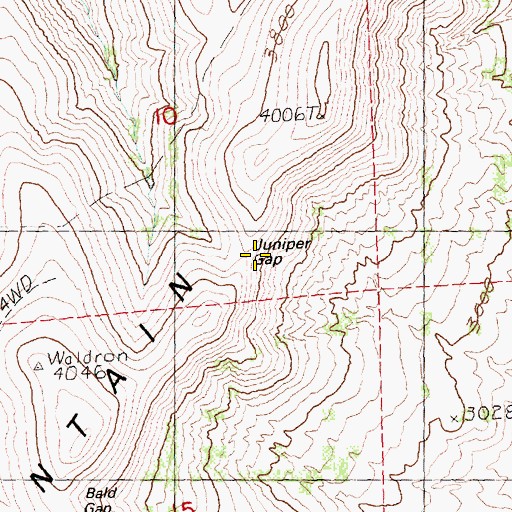 Topographic Map of Juniper Gap, OR