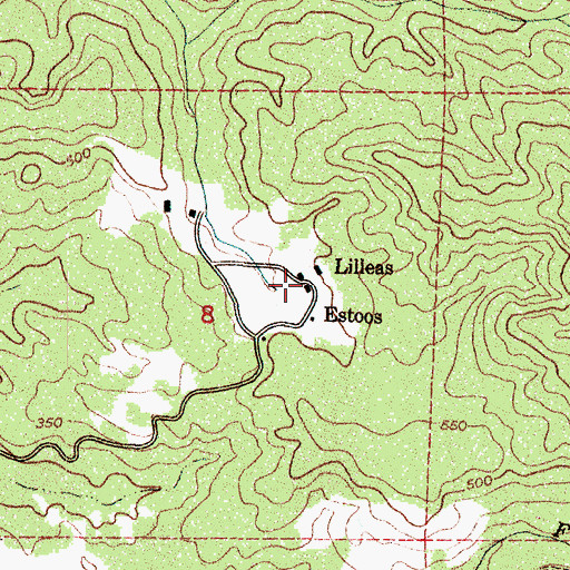 Topographic Map of Lilleas, OR