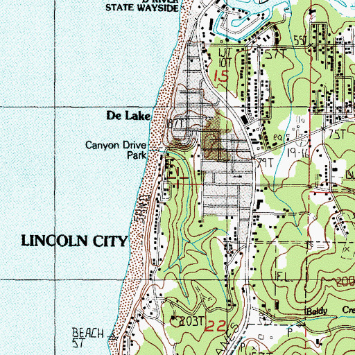 Topographic Map of Lincoln City, OR